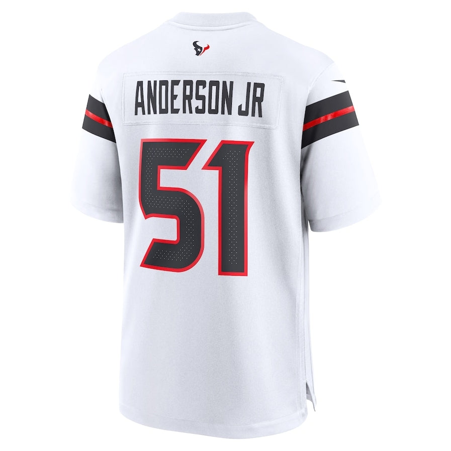 Custom #51 White HOU Football Shirt Top