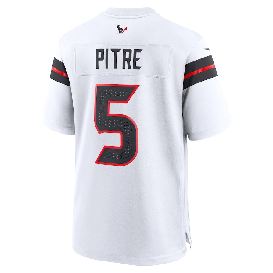 Custom #5 White HOU Football Shirt Top