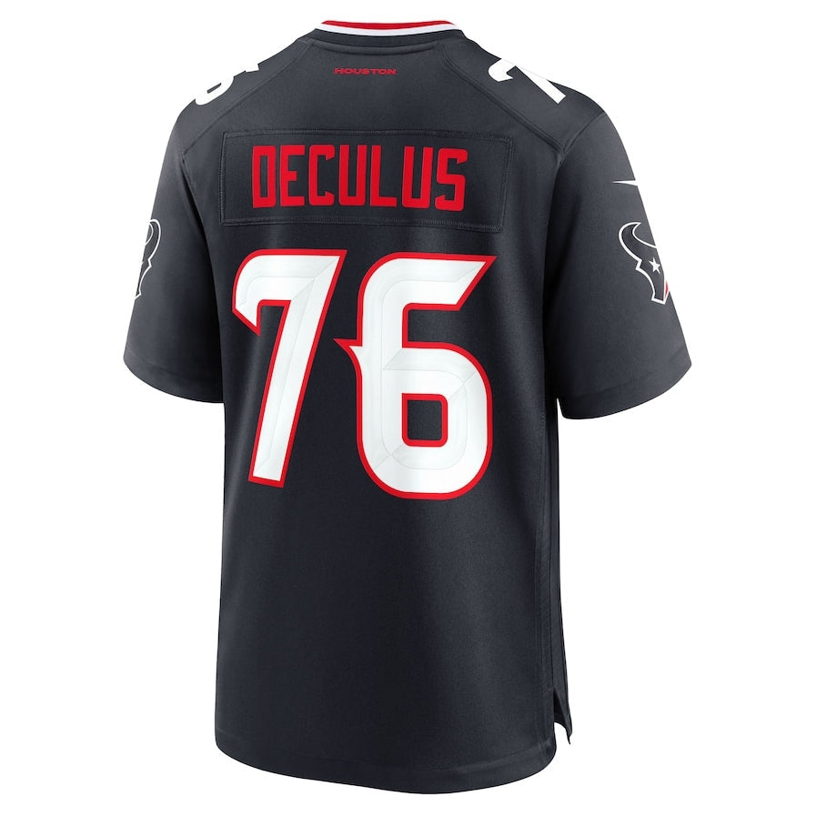 Custom #76 Navy HOU Football Shirt Top
