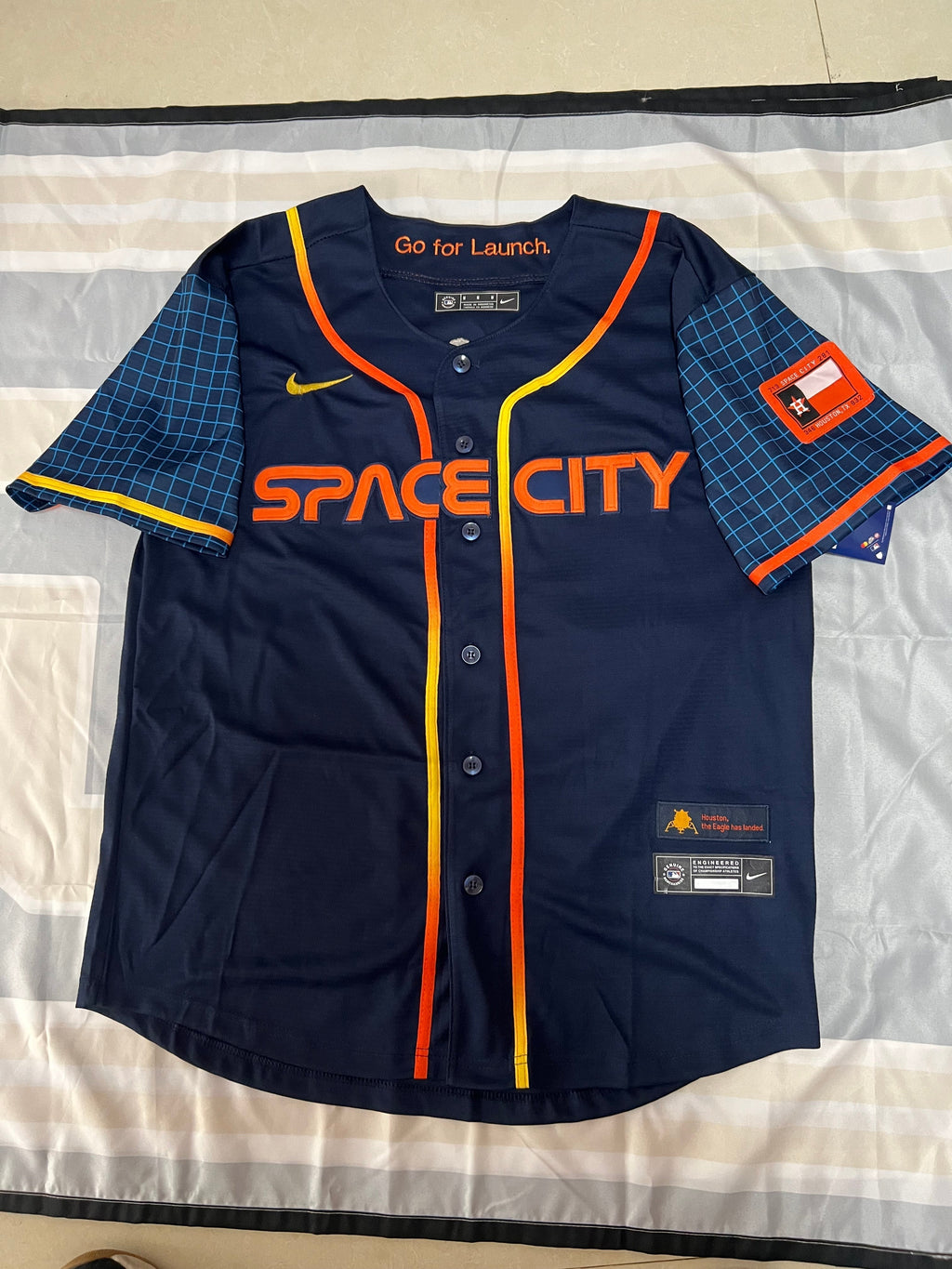 Custom #44 Navy 2022 City Connect HOU Baseball Shirt Top
