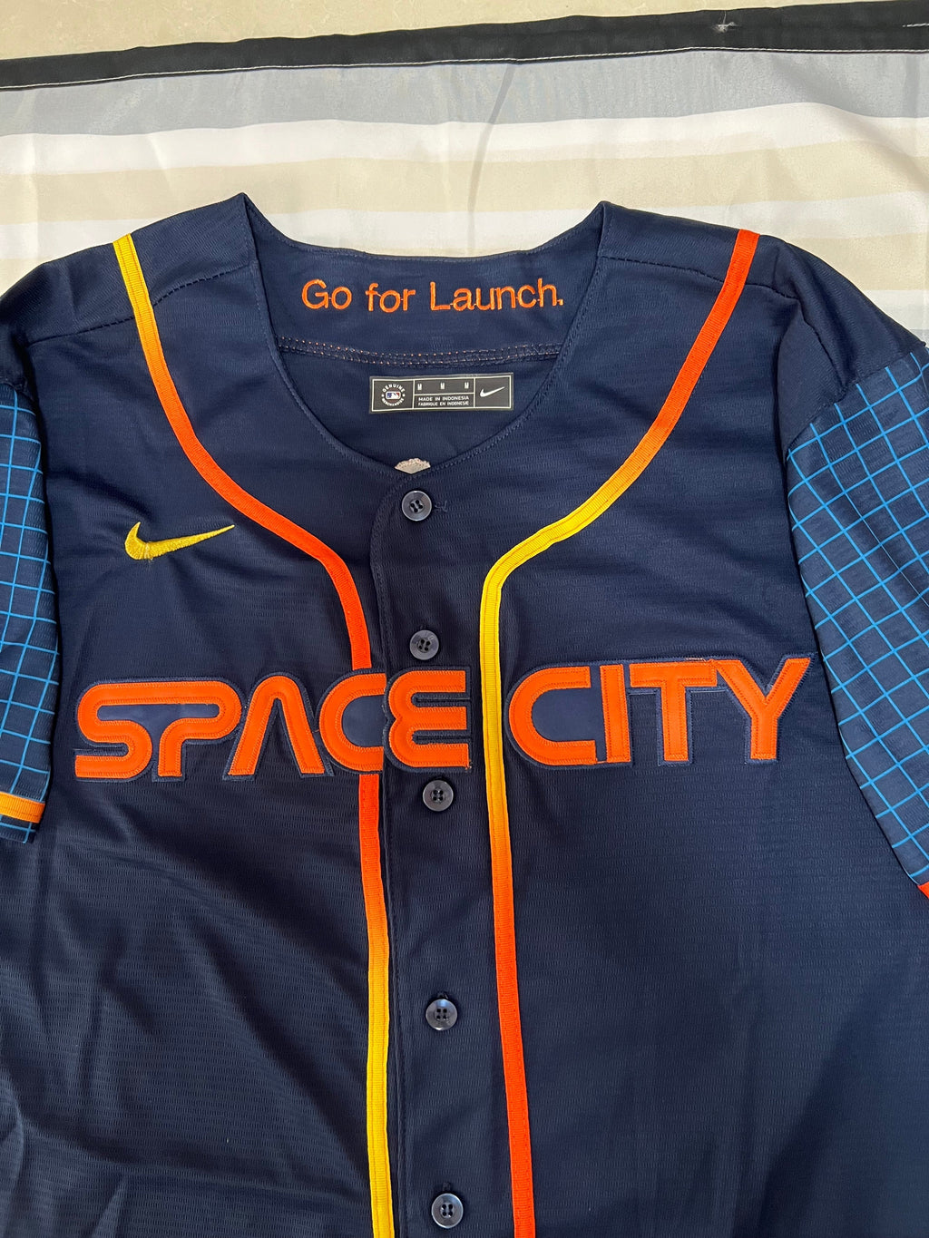 Custom #44 Navy 2022 City Connect HOU Baseball Shirt Top