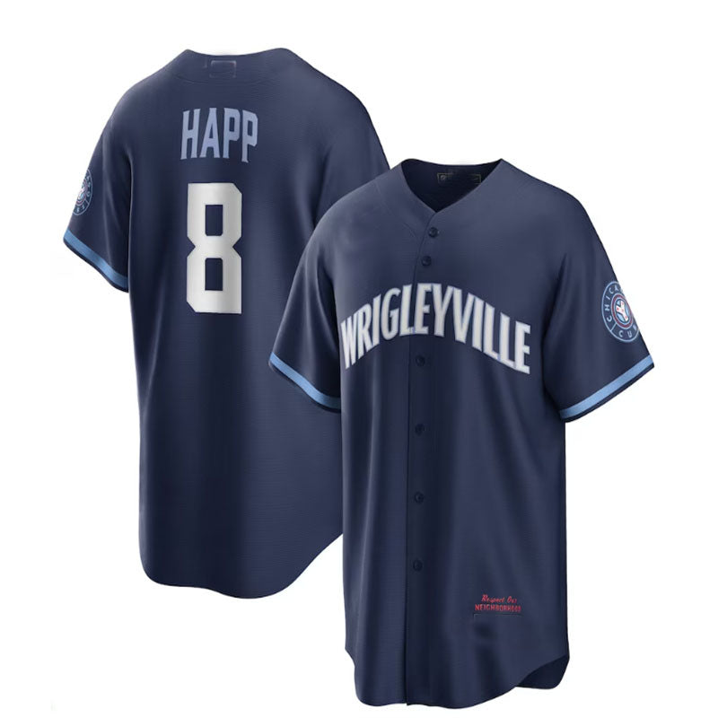 Custom #8 Navy City Connect CHC Baseball Shirt Top