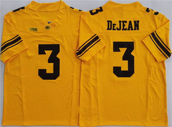 Custom #3 Yellow College Shirt Top