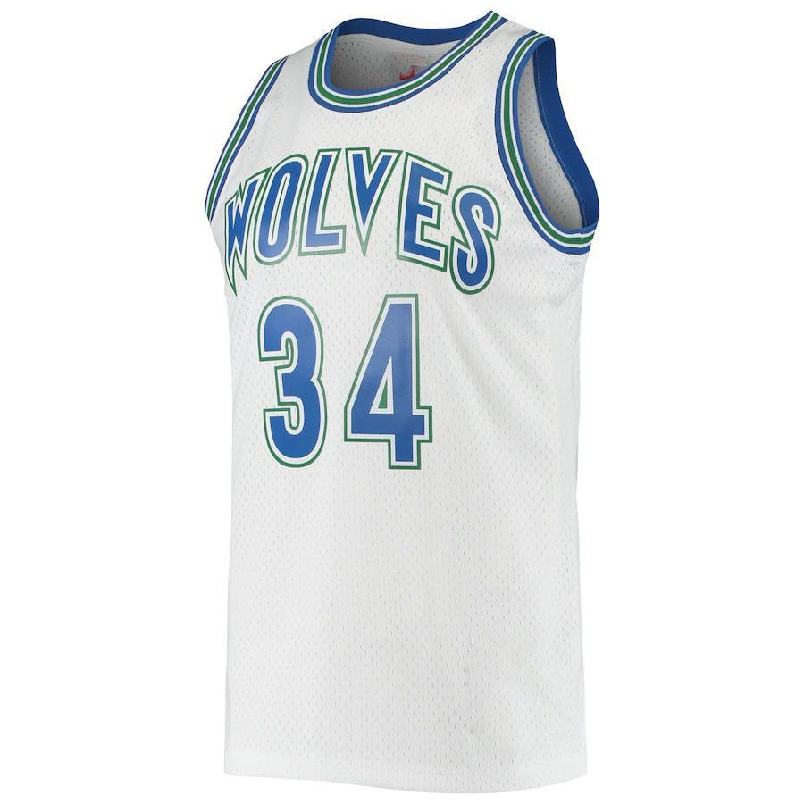 Custom #34 White 1995 MIN Basketball Shirt Top