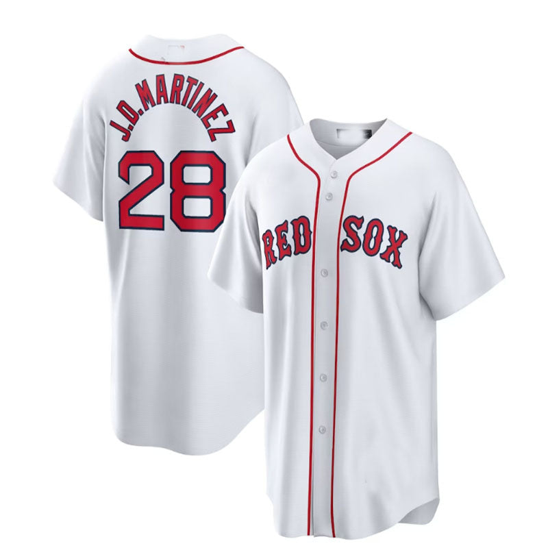 Custom #28 White BOS Baseball Shirt Top