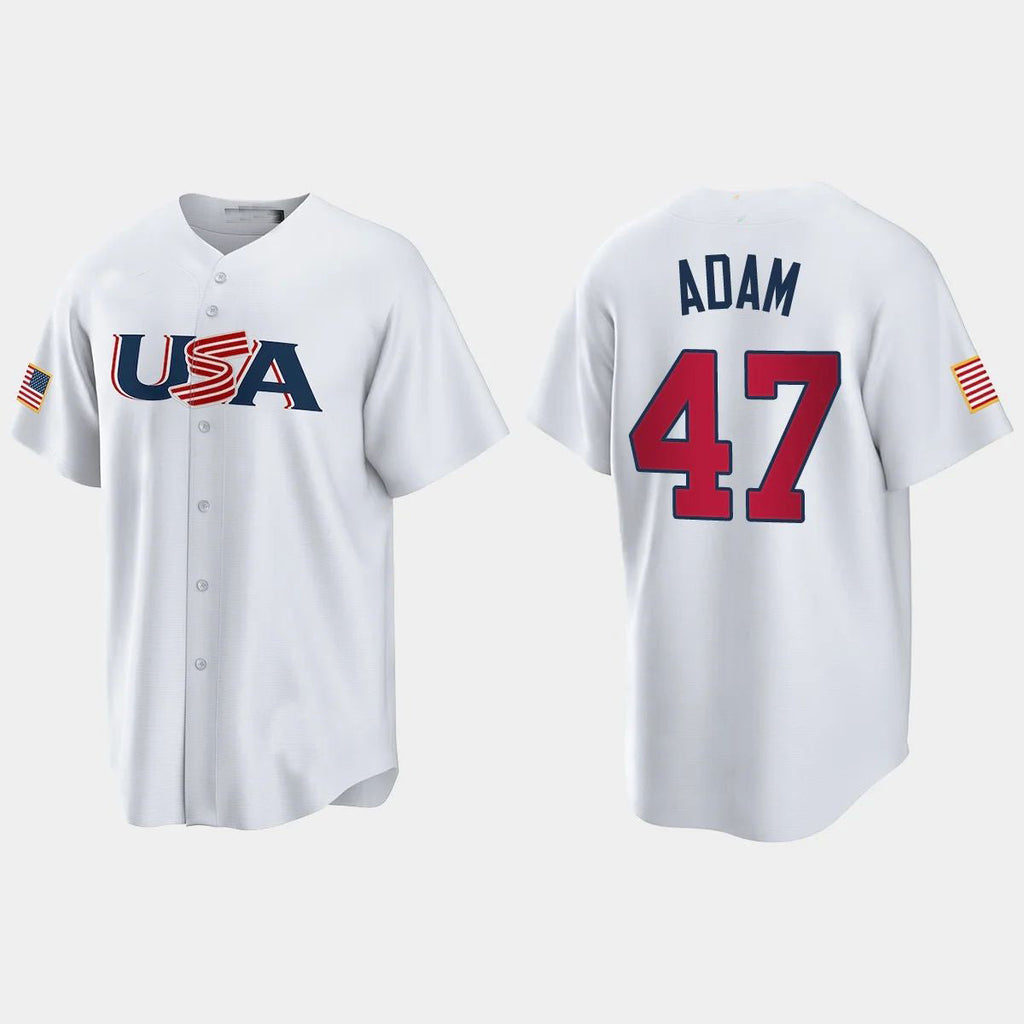 Custom #47 White 2023 TB Baseball Shirt Top