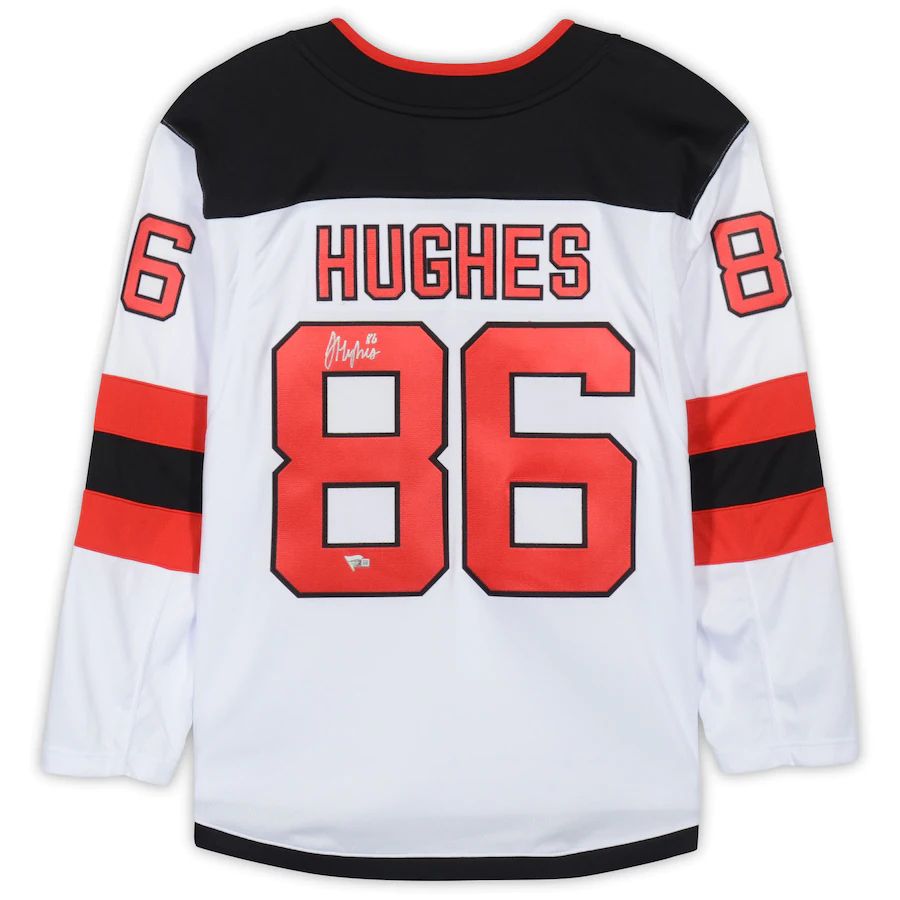 Custom #86 White NJD Hockey Shirt Top