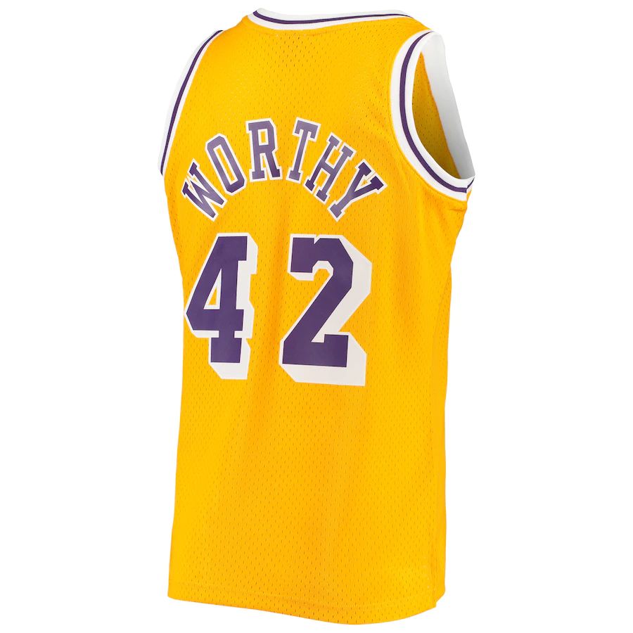 Custom #42 Gold 1984 LAL Basketball Shirt Top