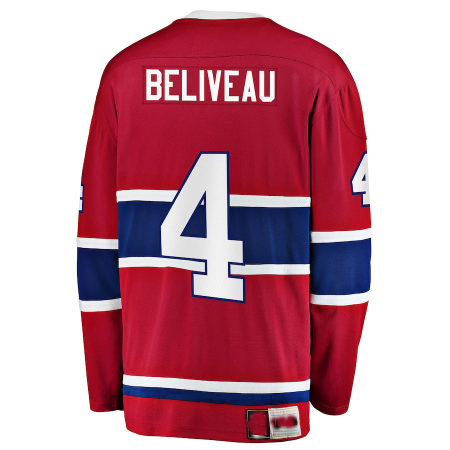 Custom #4 Red MTL Hockey Shirt Top