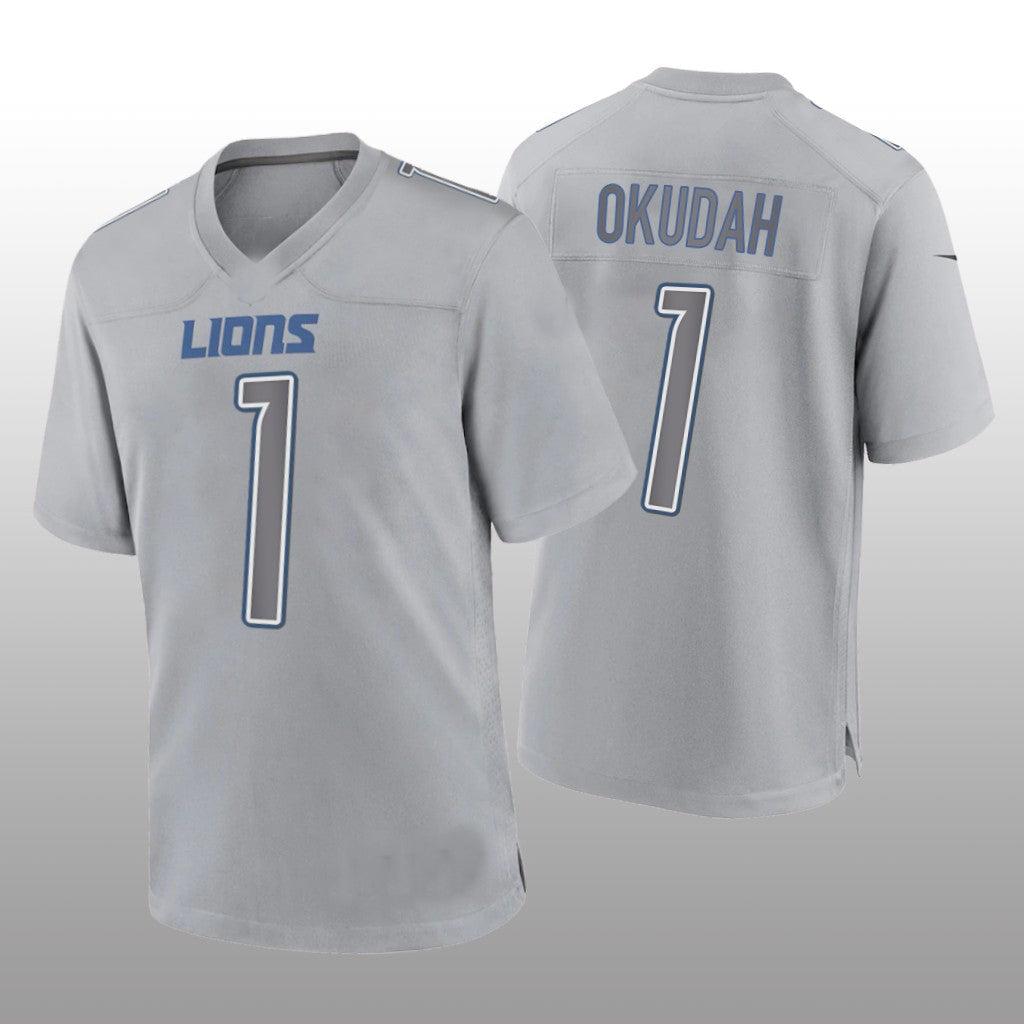 Custom #1 Gray DET Football Shirt Top
