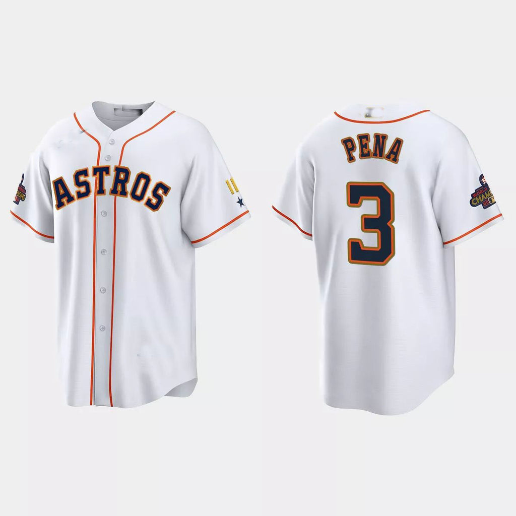 Custom #3 White 2023 HOU Baseball Shirt Top