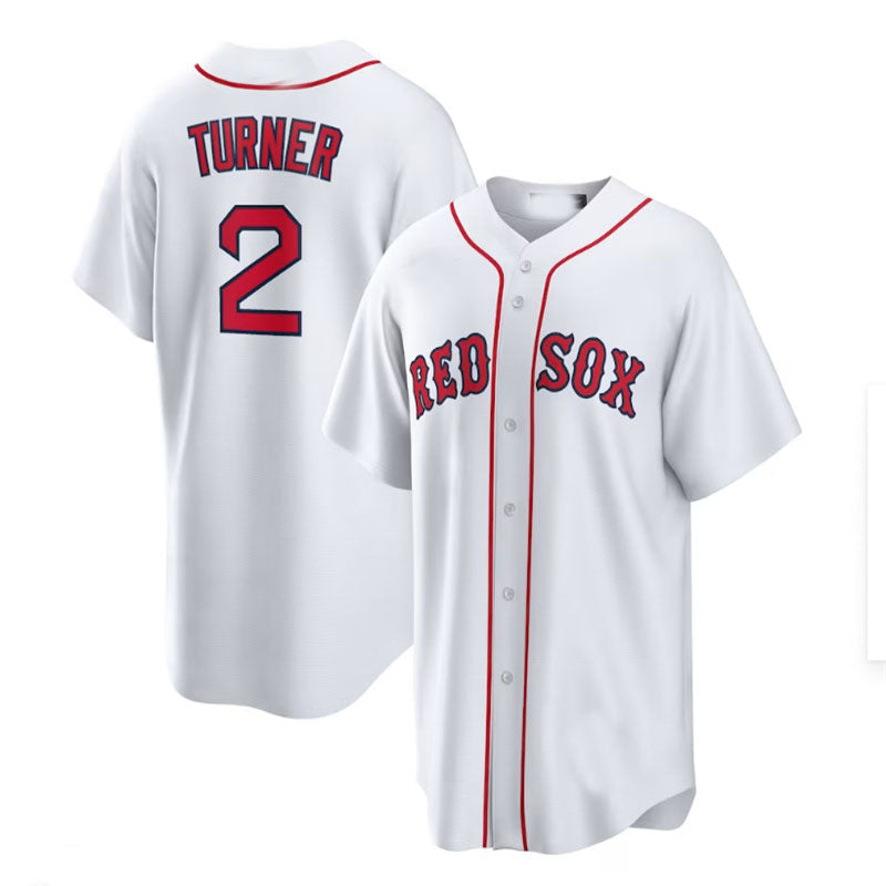 Custom #2 White BOS Baseball Shirt Top