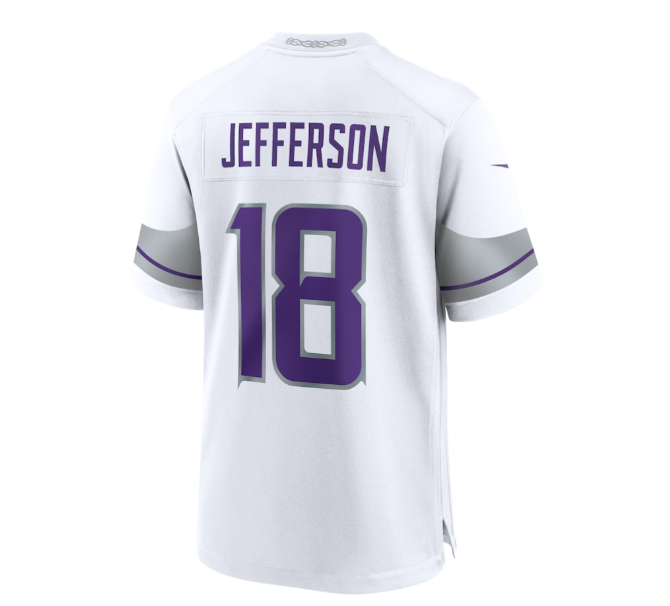 Custom #18 White MIN Football Shirt Top
