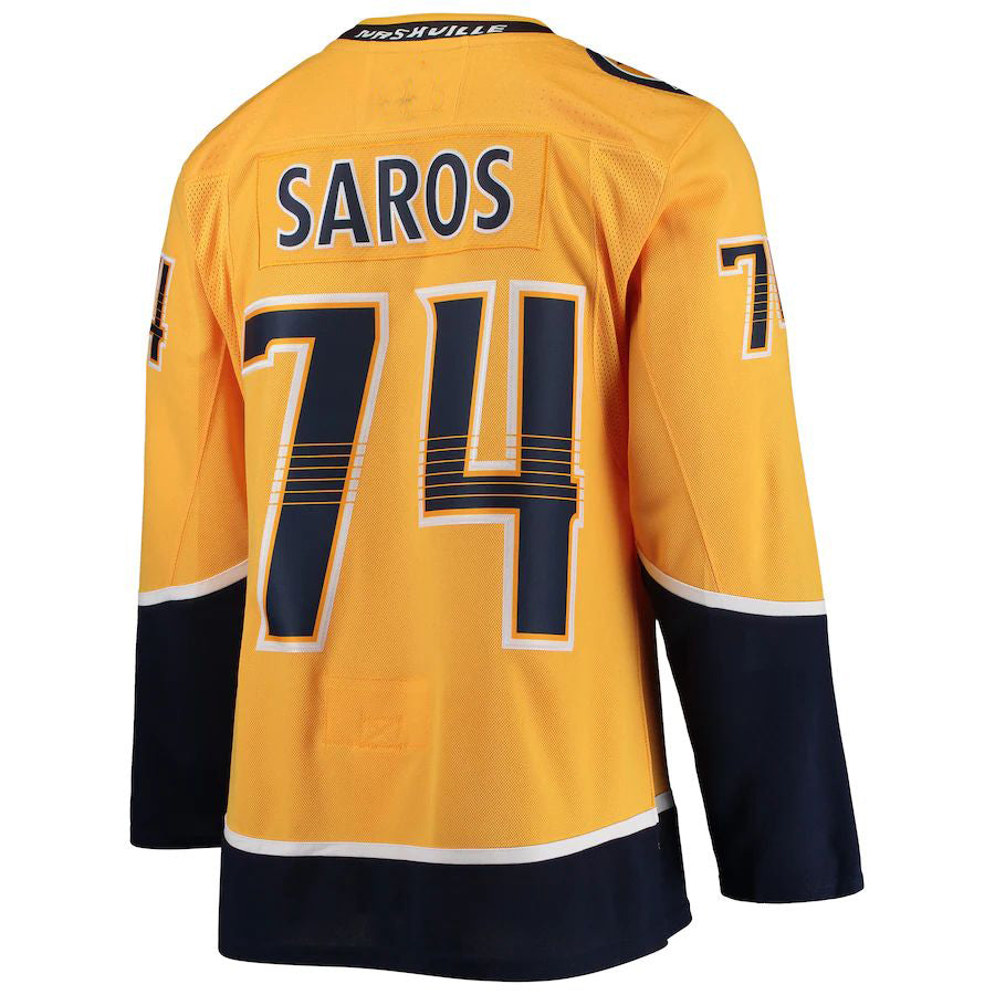 Custom #74 Gold NSH Hockey Shirt Top