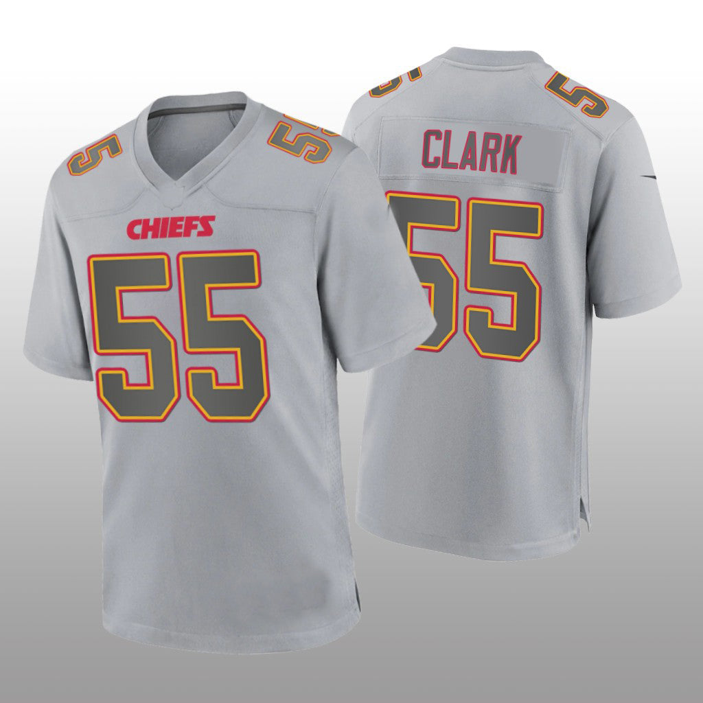 Custom #55 Gray KC Football Shirt Top