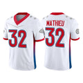 Custom #32 White 2022 KC Football Shirt Top