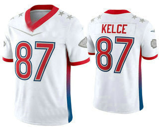 Custom #87 White 2022 KC Football Shirt Top