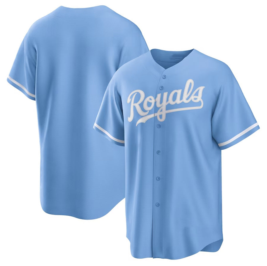 Custom Light Blue KC Baseball Shirt Top