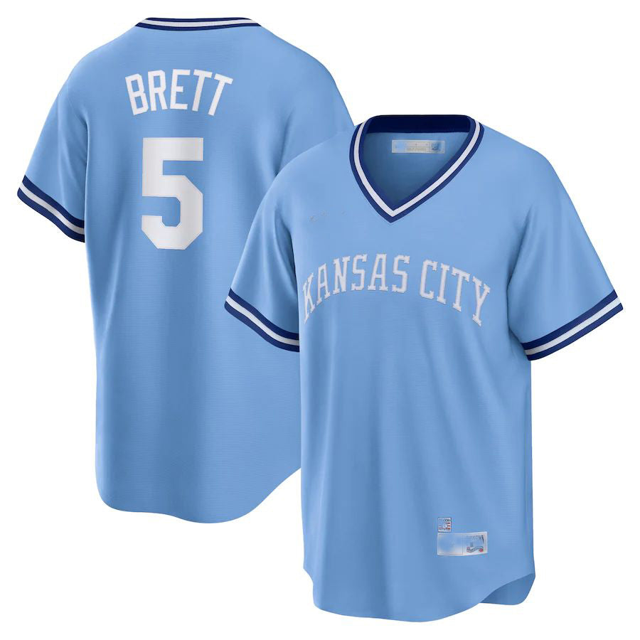Custom #5 Light Blue KC Baseball Shirt Top