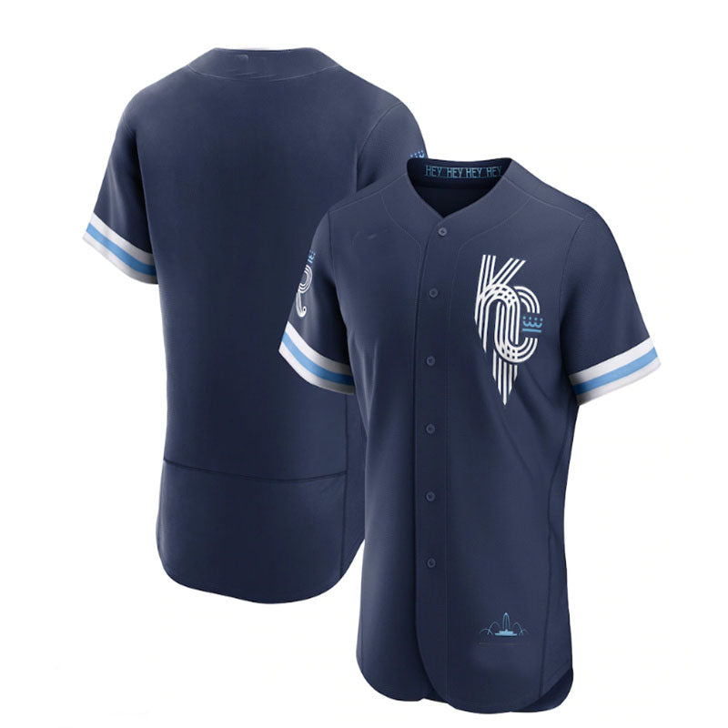 Custom Navy 2022 City Connect KC Baseball Shirt Top