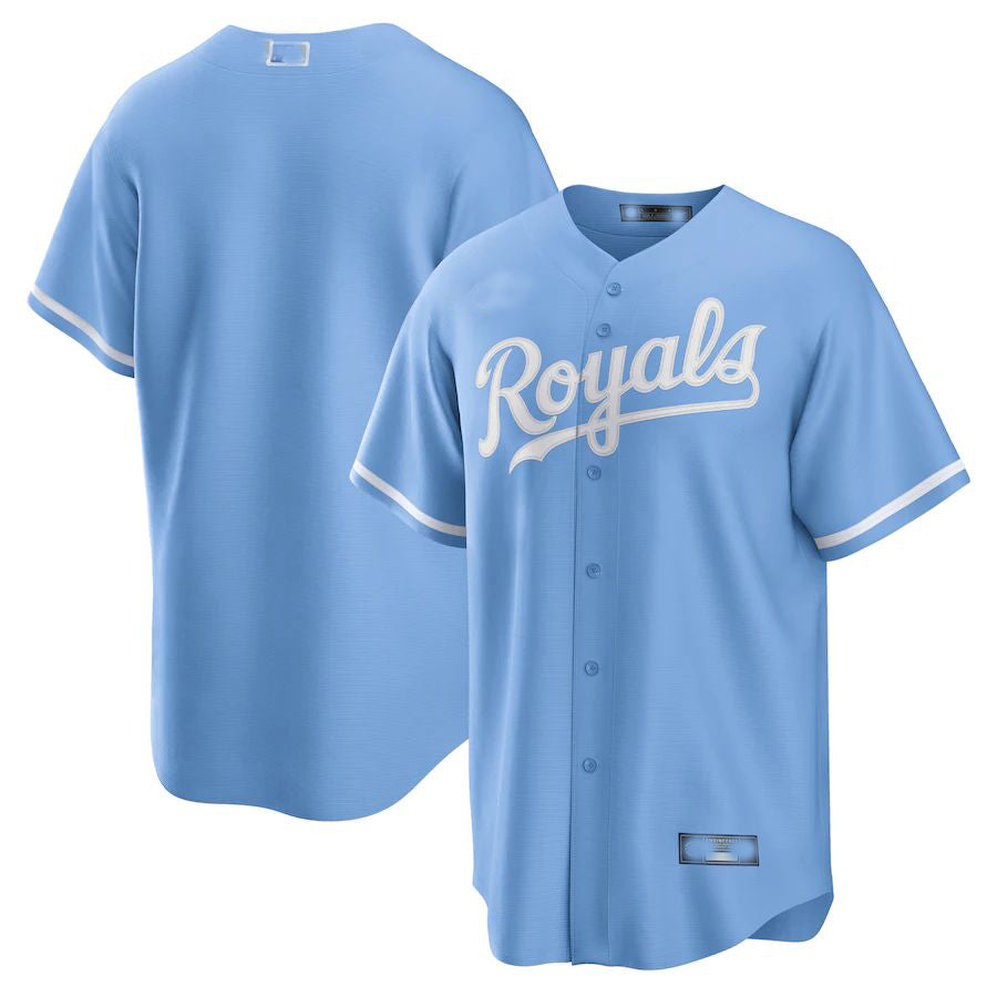 Custom Light Blue KC Baseball Shirt Top