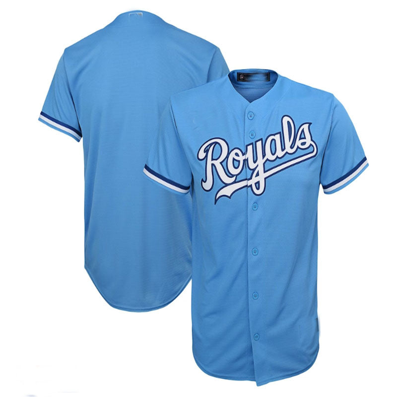 Custom Light Blue KC Baseball Shirt Top