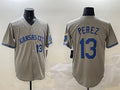 Custom #13 Gray 2024 KC Baseball Shirt Top