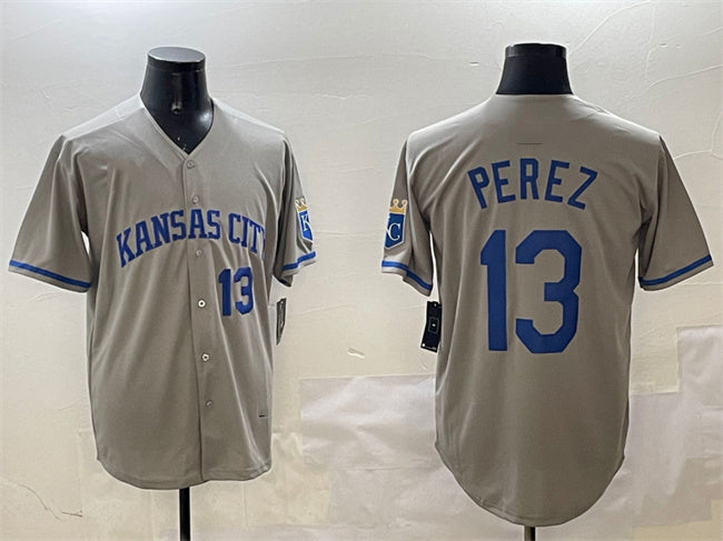 Custom #13 Gray 2024 KC Baseball Shirt Top