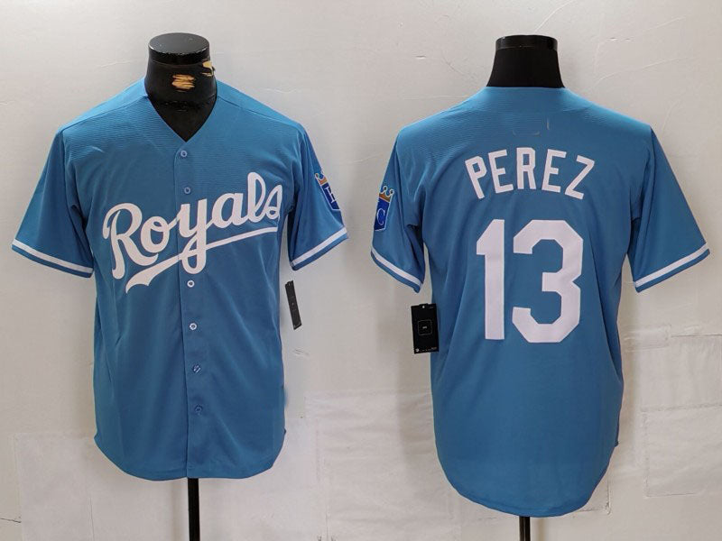 Custom #13 Light Blue KC Baseball Shirt Top