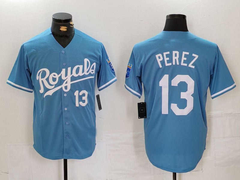 Custom #13 Light Blue KC Baseball Shirt Top
