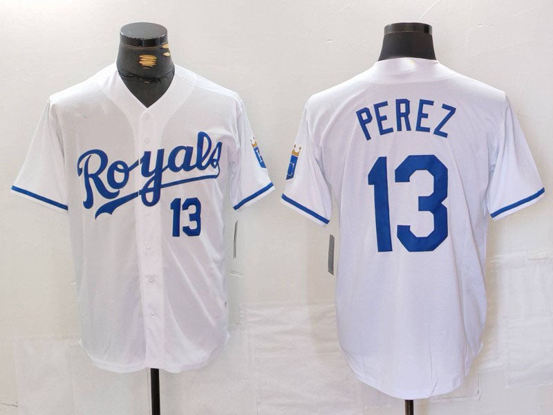 Custom #13 White KC Baseball Shirt Top