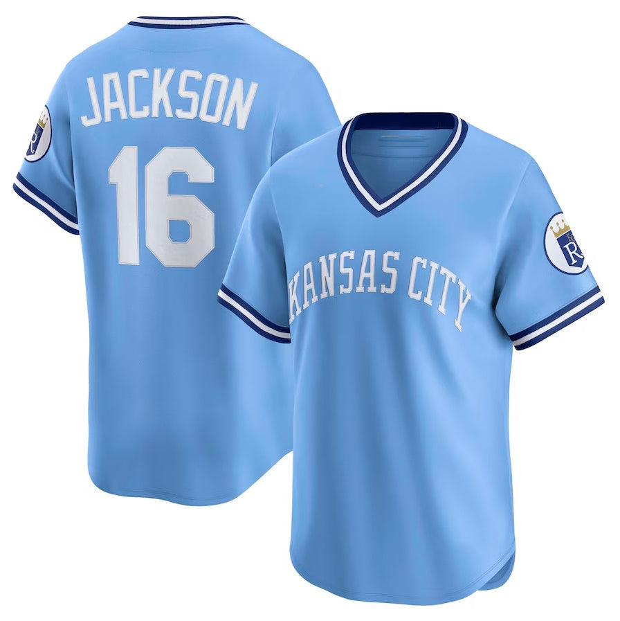 Custom #16 Light Blue Throwback KC Baseball Shirt Top