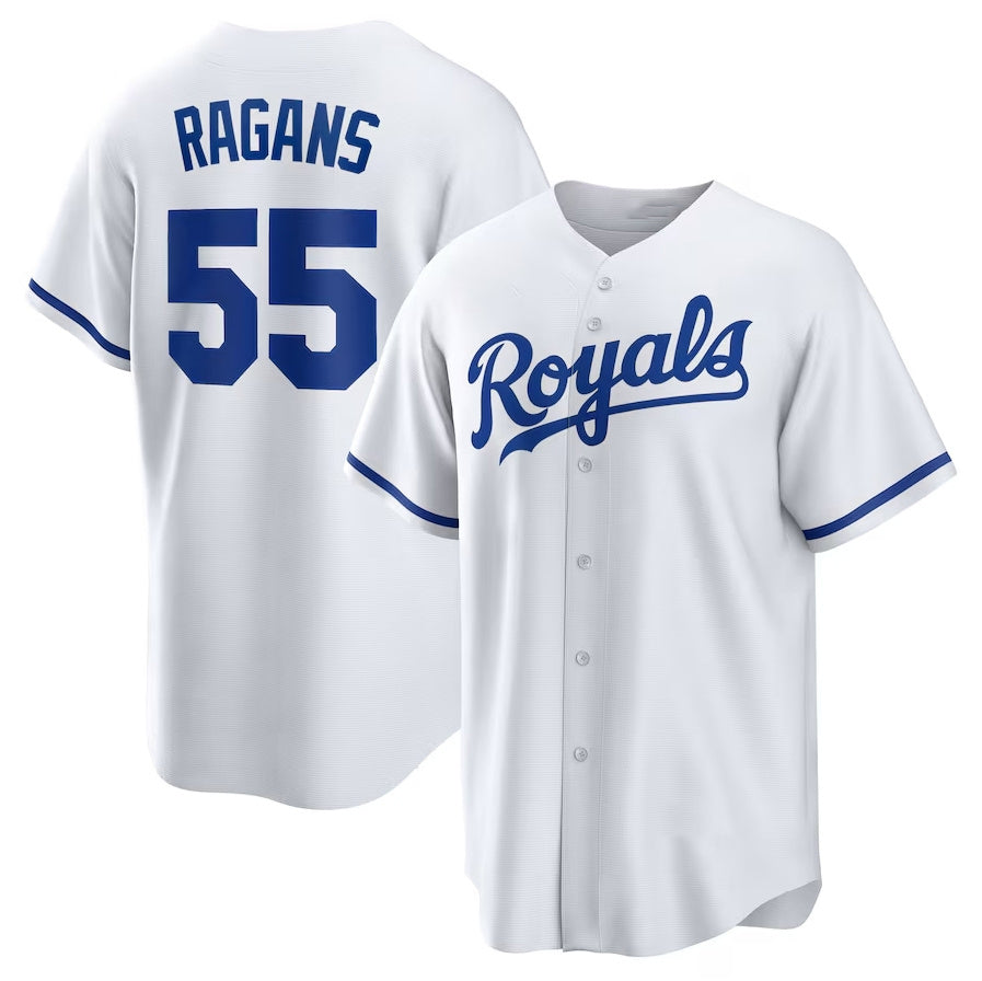 Custom #55 White KC Baseball Shirt Top