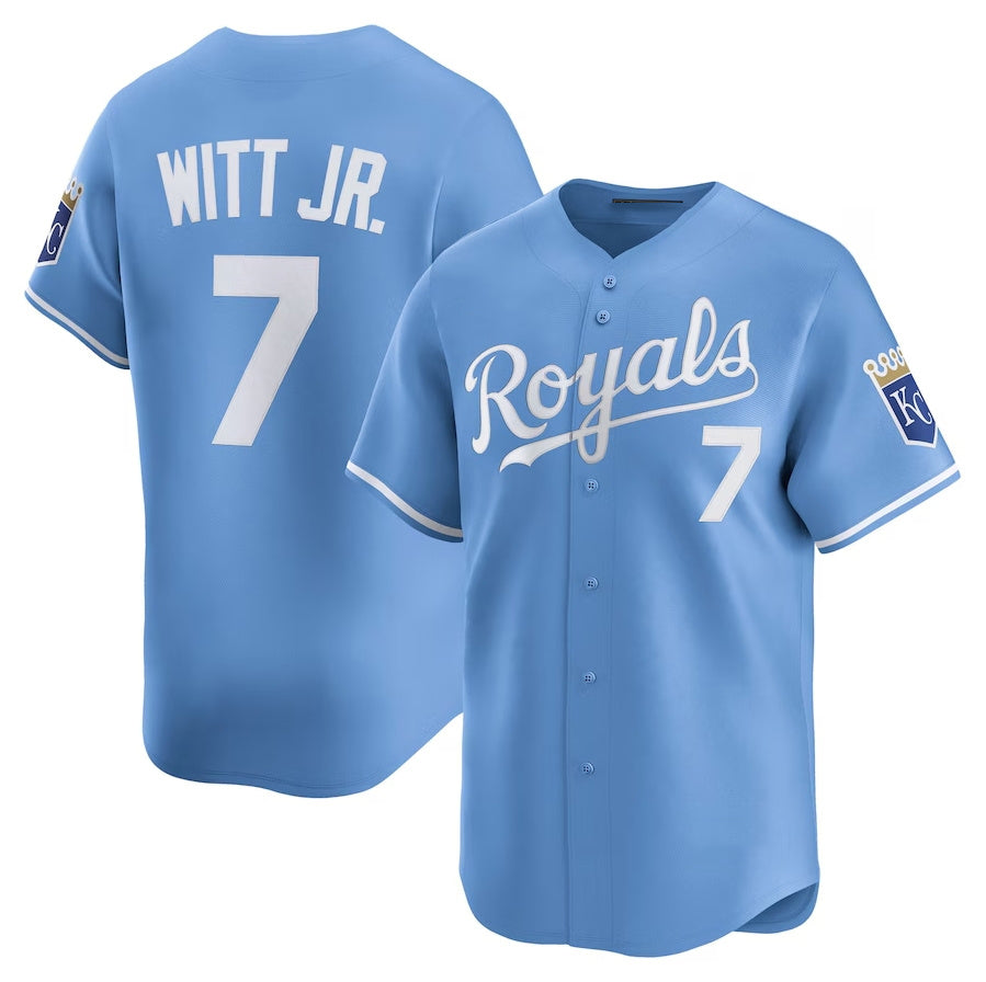 Custom #7 Light Blue KC Baseball Shirt Top