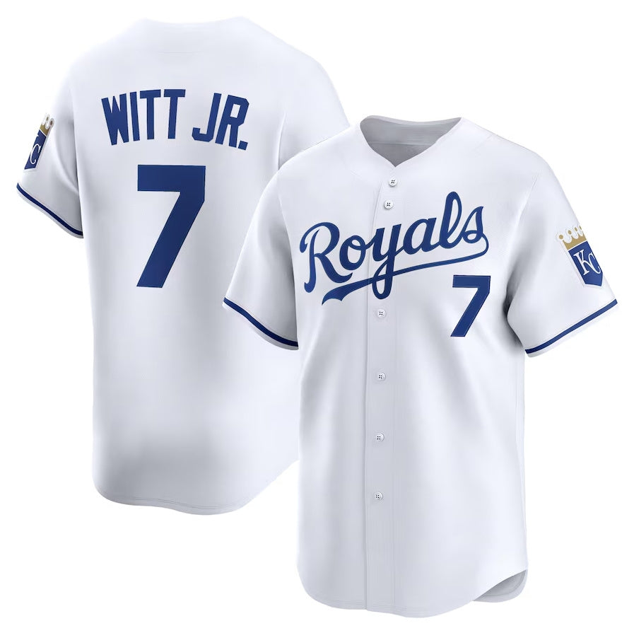 Custom #7 White KC Baseball Shirt Top