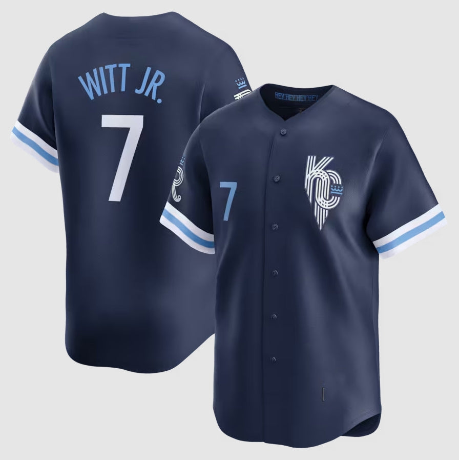 Custom #7 Navy City Connect KC Baseball Shirt Top