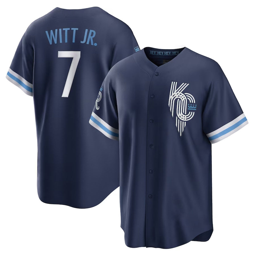 Custom #7 Navy City Connect KC Baseball Shirt Top