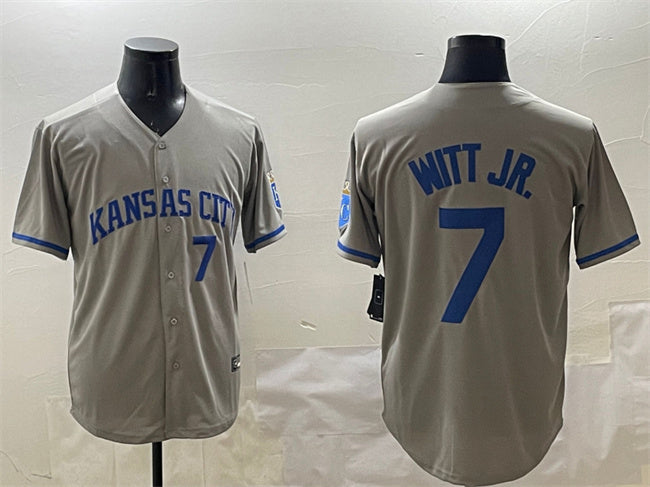Custom #7 Gray 2024 KC Baseball Shirt Top