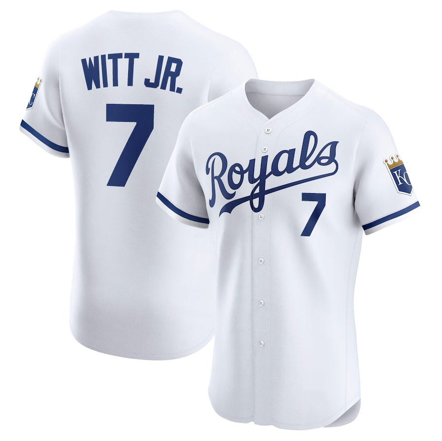 Custom #7 White KC Baseball Shirt Top