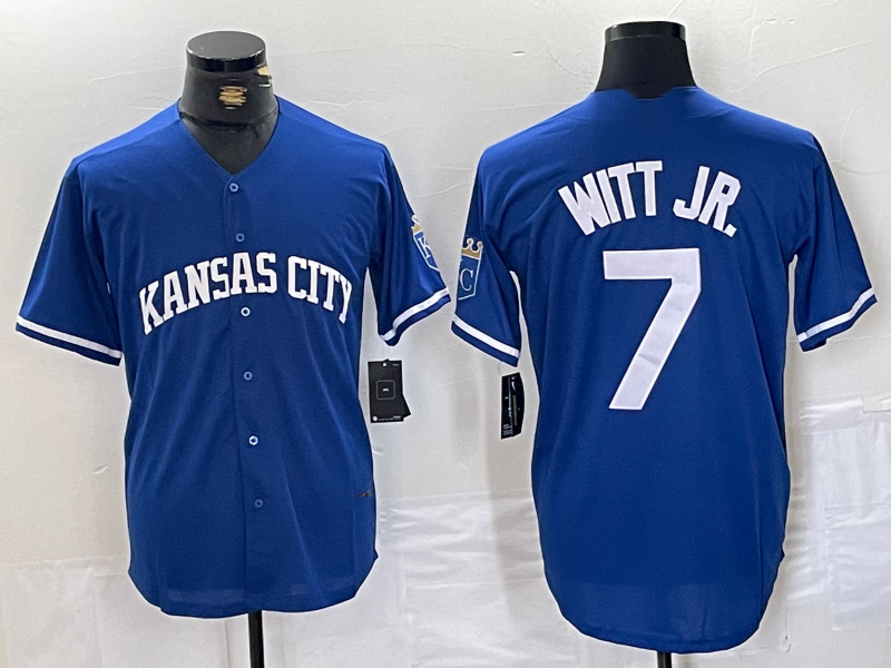 Custom #7 Blue KC Baseball Shirt Top