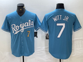 Custom #7 Light Blue KC Baseball Shirt Top