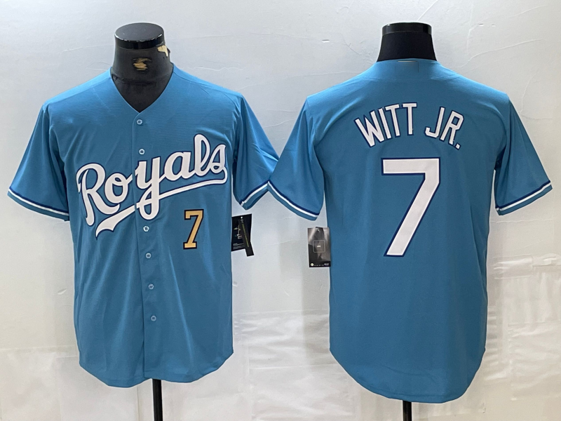Custom #7 Light Blue KC Baseball Shirt Top