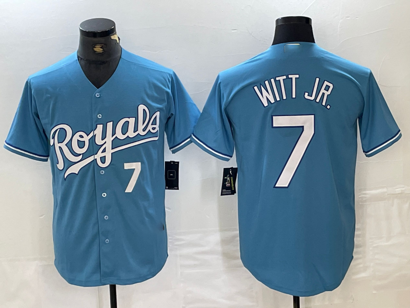 Custom #7 Light Blue KC Baseball Shirt Top