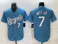Custom #7 Light Blue KC Baseball Shirt Top