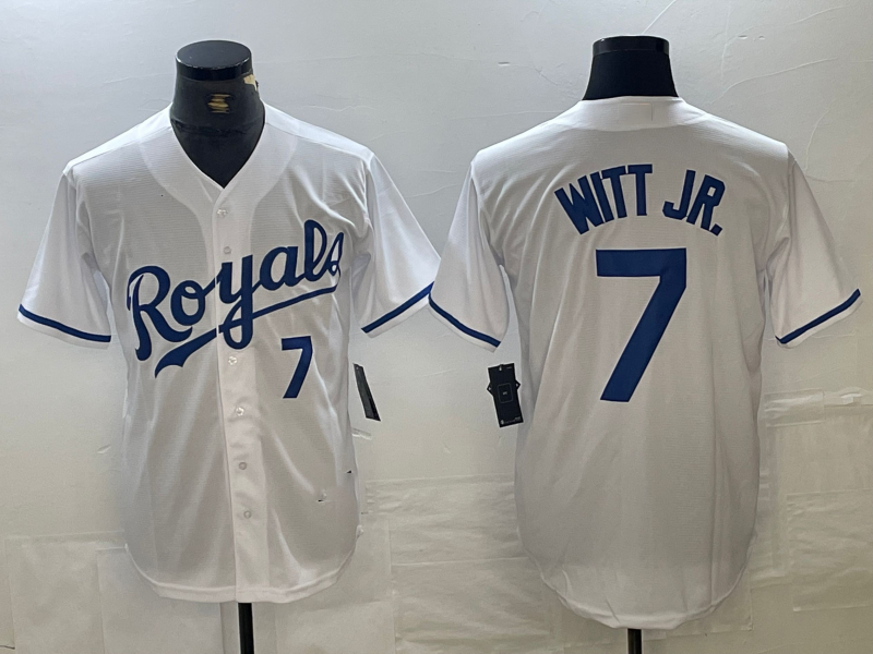 Custom #7 White KC Baseball Shirt Top
