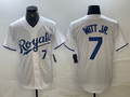 Custom #7 White KC Baseball Shirt Top