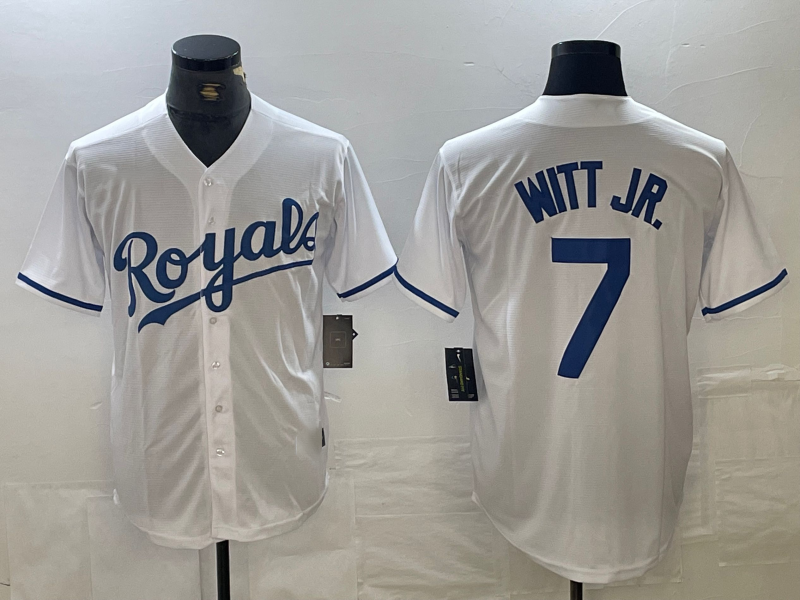 Custom #7 White KC Baseball Shirt Top