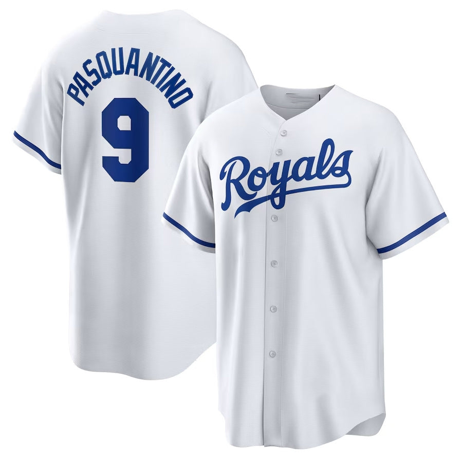 Custom #9 White KC Baseball Shirt Top