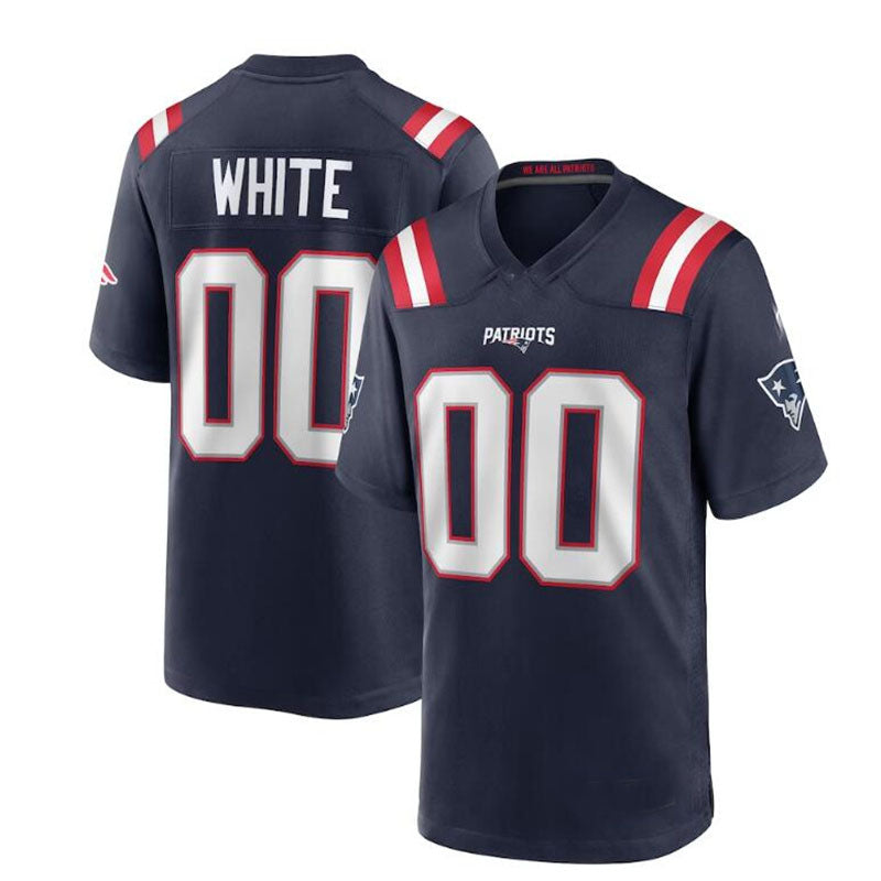 Custom #00 White 2023 NE Football Shirt Top