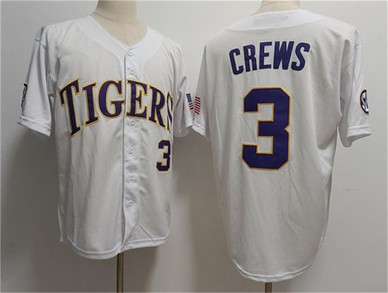 Custom #3 White 2023 DET Baseball Shirt Top
